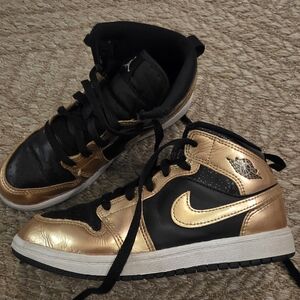 Kids Black and Gold Sneakers